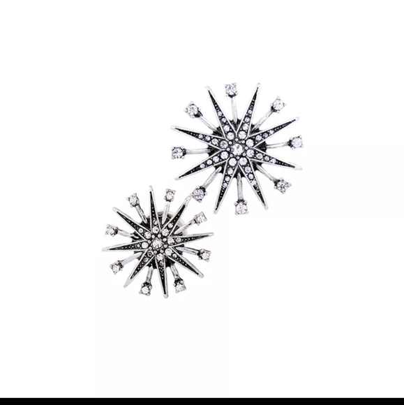 ♥️SOLD ❤️NWT Vintage Style FIVE Snowflakes Stars Crystal & metal pins - Picture 7 of 11